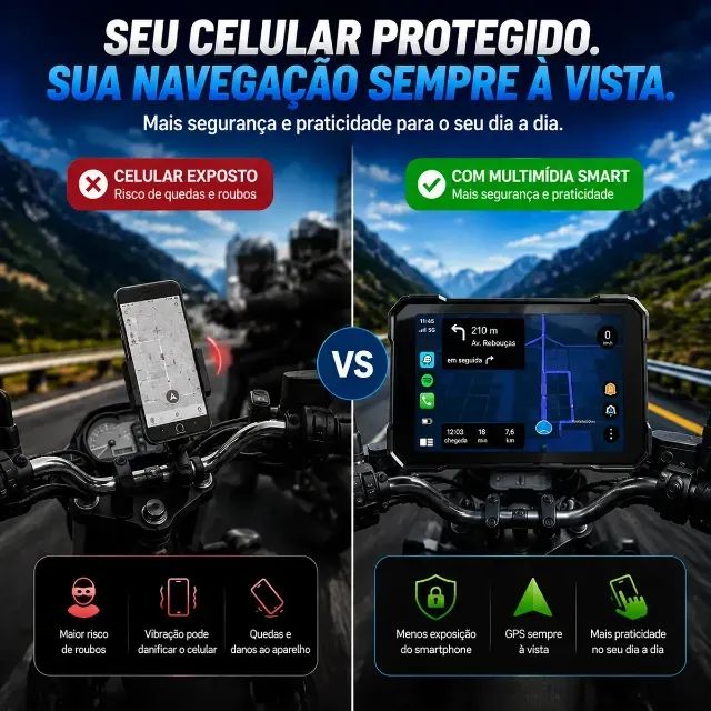 Multimídia Moto 5p Carplay Android Auto Prova D' Agua - Foto 3