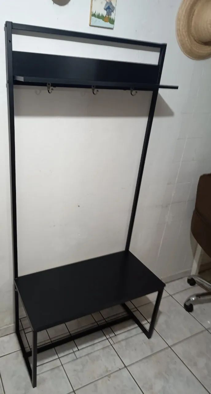 Estante Arara Multifuncional Nova de Ferro Cor Preta R$ 300 !!! Retirada na Asa Norte - Foto 2