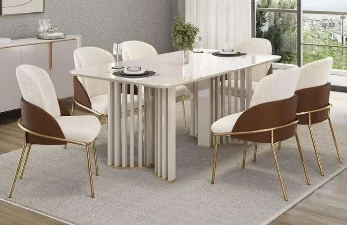 Mesa de jantar de 1,70 m com 6 poltronas - Entrega e montagem GRATIS