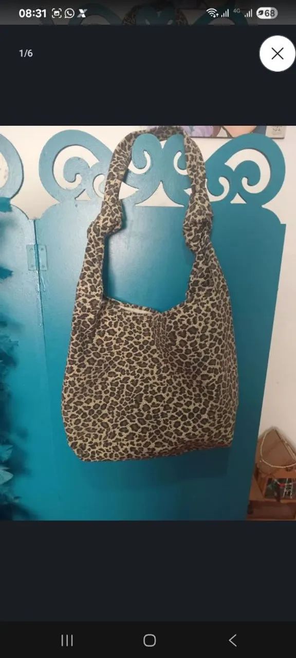 Bolsa de ombro tsuno com estampa de leopardo