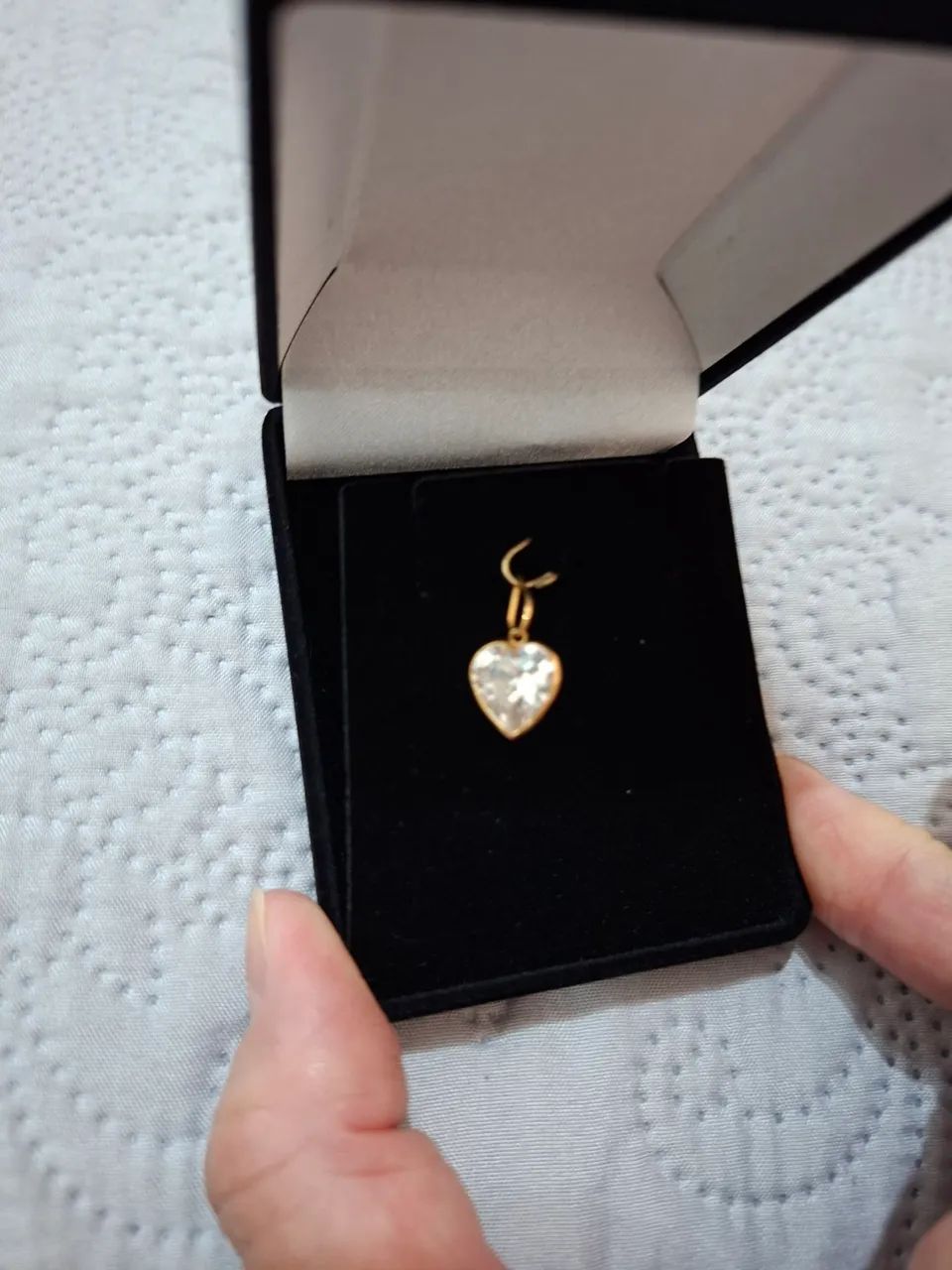 Pingente Coração na pedra zircônia e ouro 18k  - Foto 3