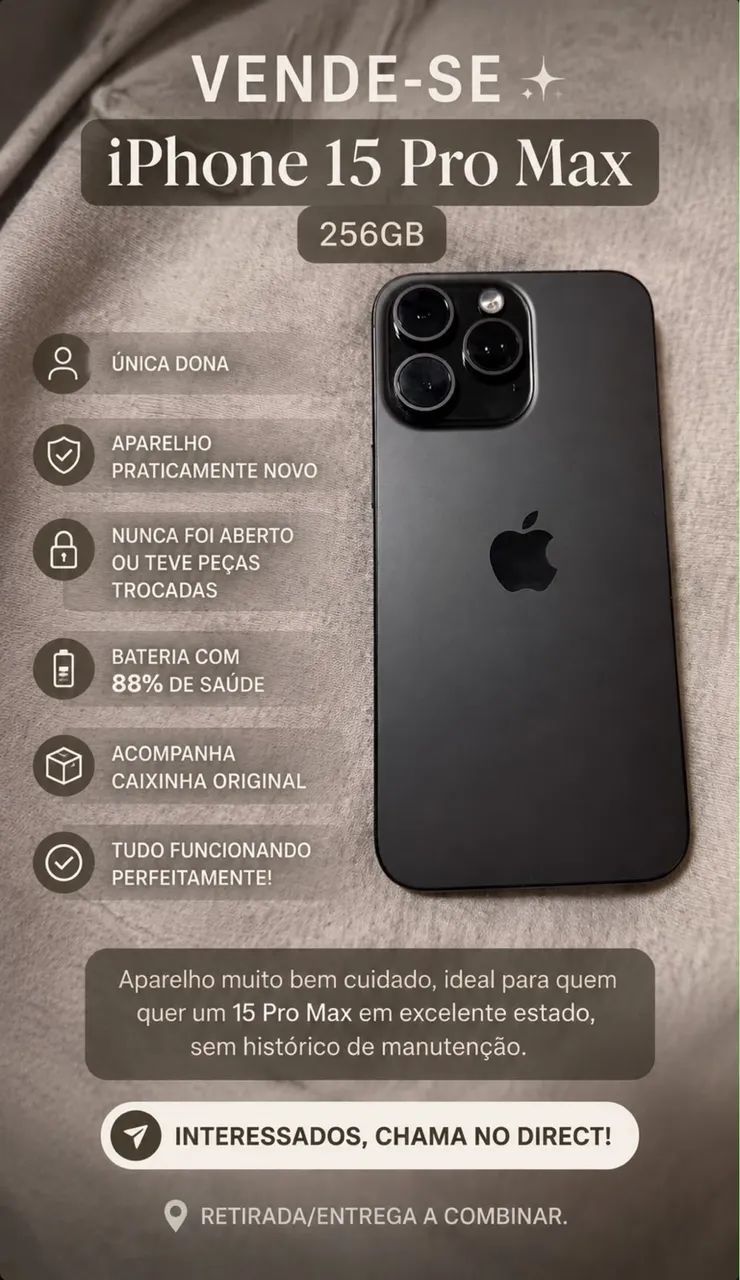 Vendo iPhone 15 Pro Max 257GB preto