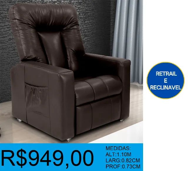 POLTRONA COURINO - RETAIL E RECLINAVEL = PRONTA ENTREGA