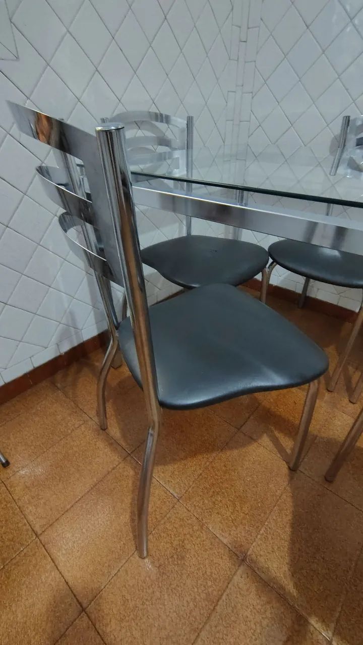 Mesa 6 cadeiras tampo de vidro 65704316285699124