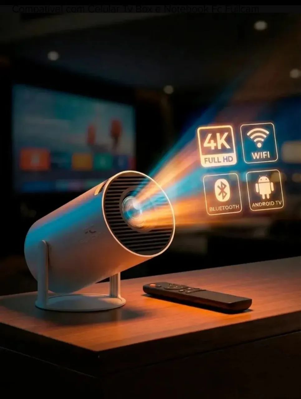 Mini projetor portátil  fullcam 4K , android full HD. - Foto 3