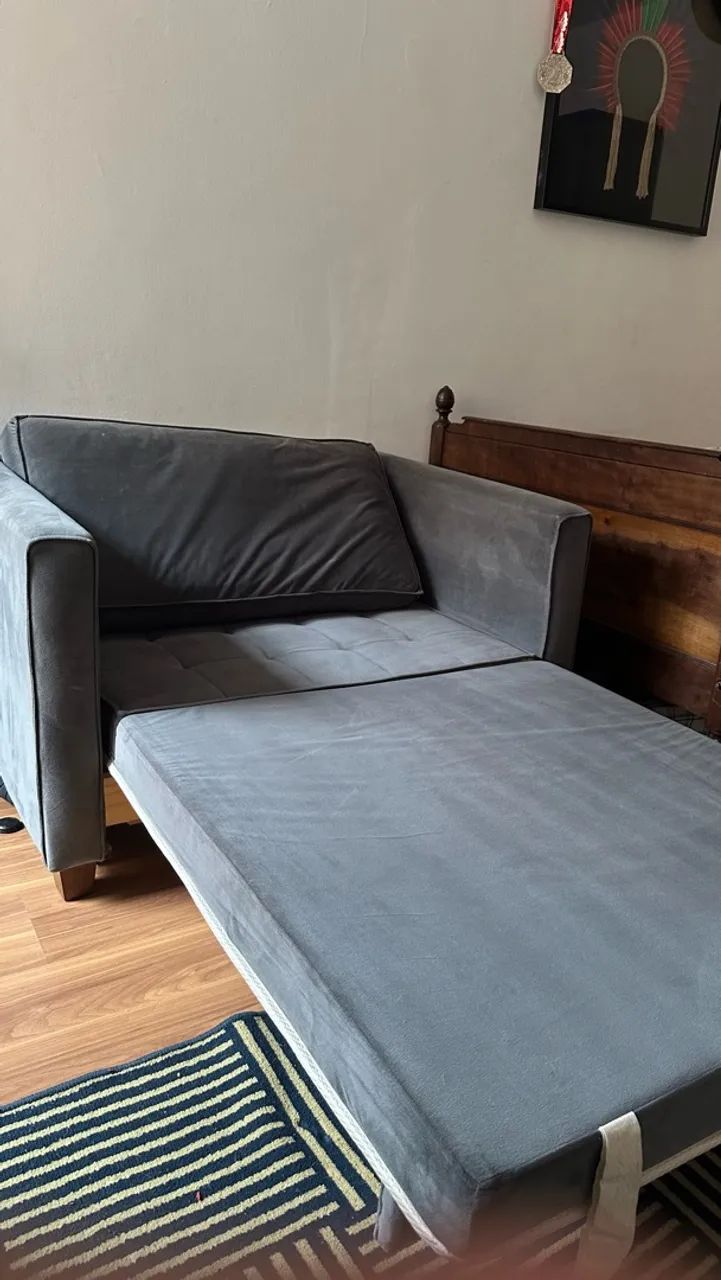 Sofá-Cama Cinza de 2 Lugares Cinza - Foto 4