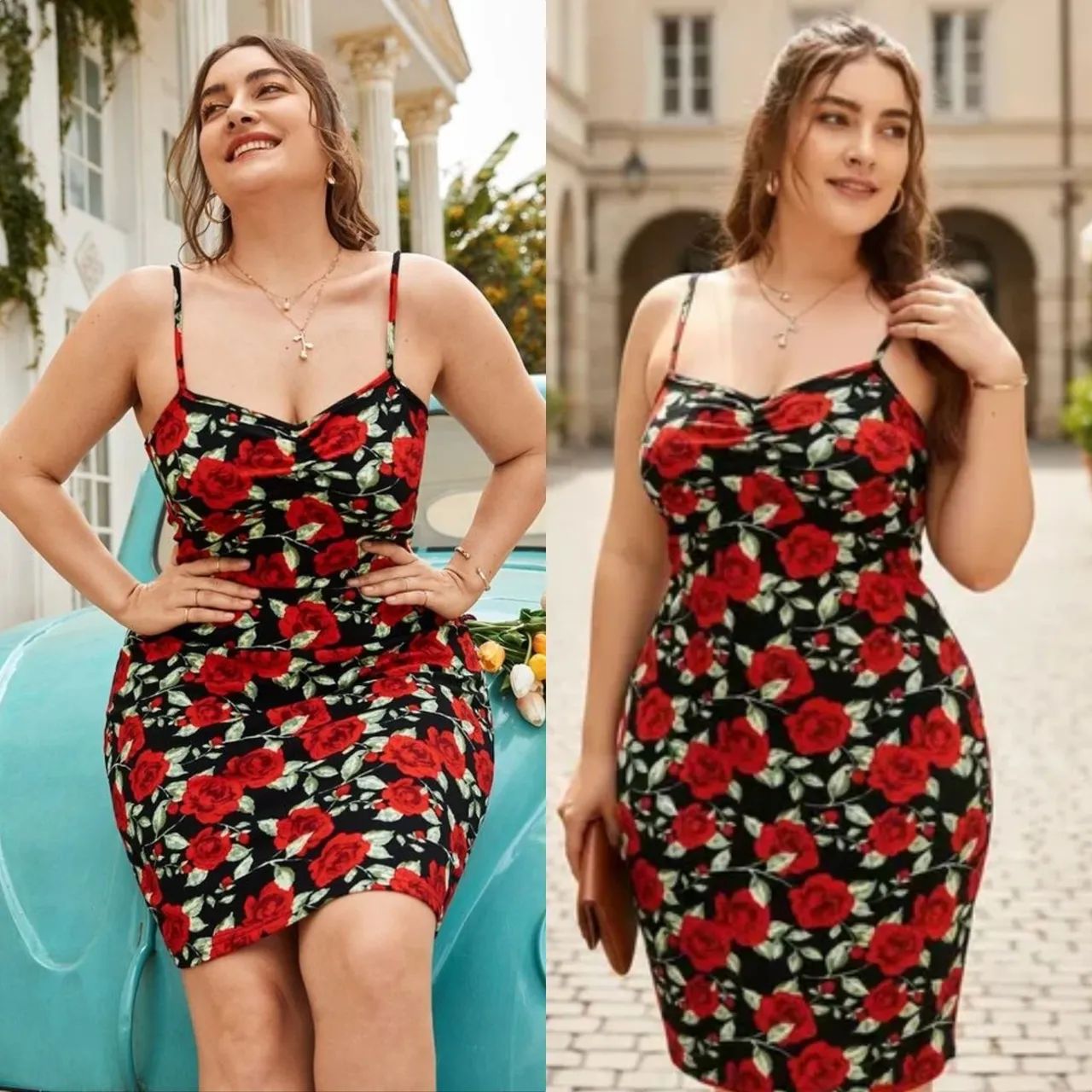 Vestido de rosas vermelhas - Plus Size - 46/48  - Foto 4