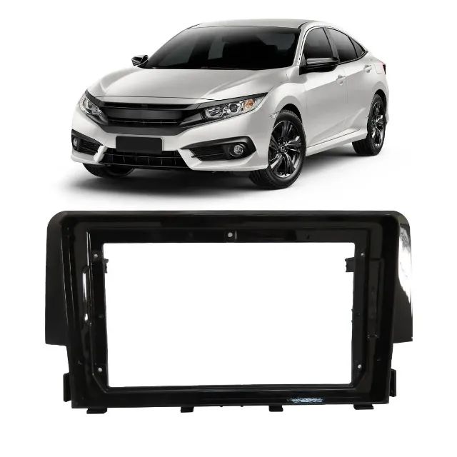 Acabamento de multimidia dvd tela 9" polegadas para honda civic black piano nova - Foto 2