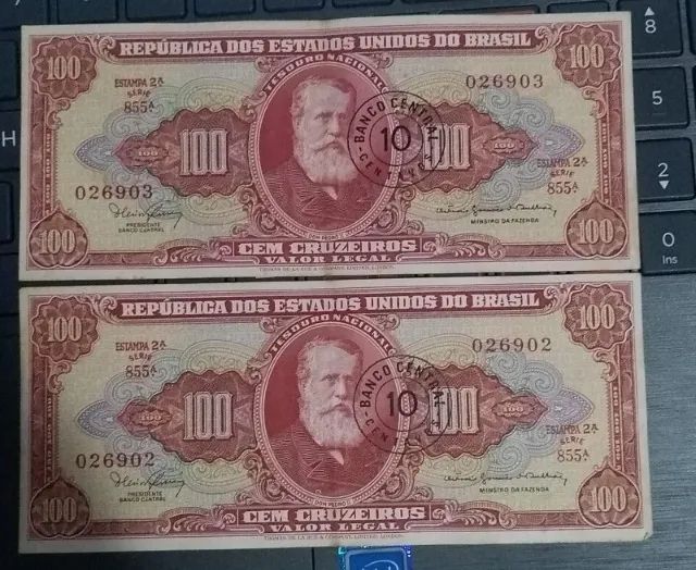 CÉDULA Cem Cruzeiros Dom Pedro II erro MINSTRO