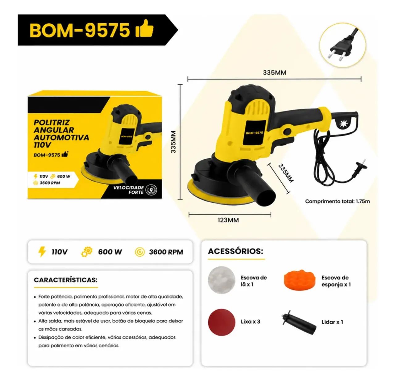 Politriz Angular 600W 127V (entrega gratis) - Foto 2