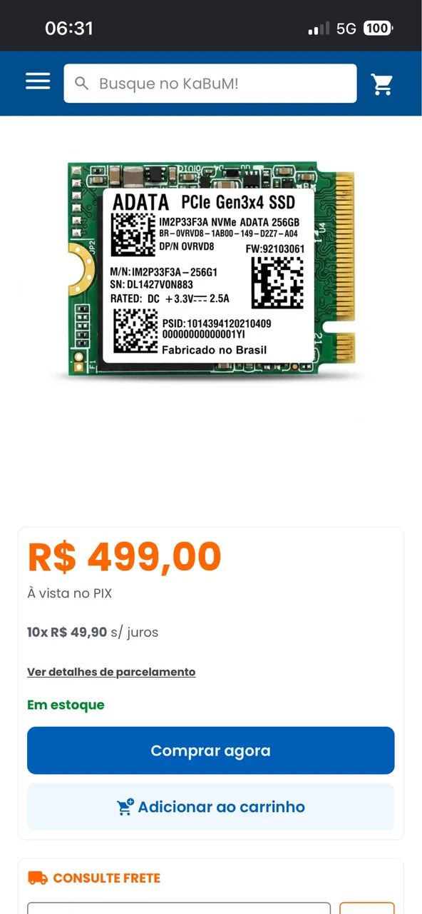 SSD NVME Adata 256gb - Foto 2