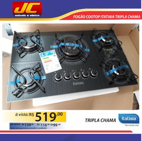 Fogao cooktop 5 bocas tripla chama . 1 ano de garantia