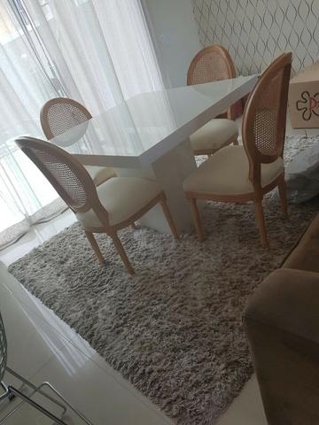 Mesa Jantar Quadrada Em Mdf Branco Brilho Laca 120x120 - Foto 2