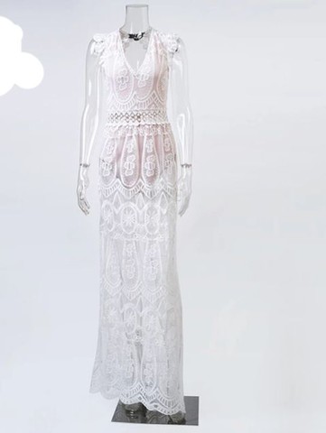 Vestido longo renda guipir  - Foto 3