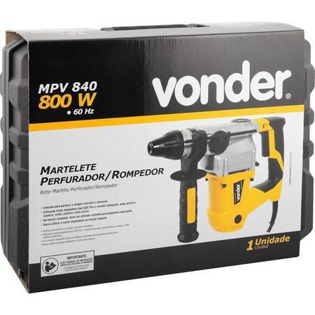 Martelete Perfurador Rompedor Tipo SDS Plus 800W 4,0J - VONDER- MPV840 - Foto 2