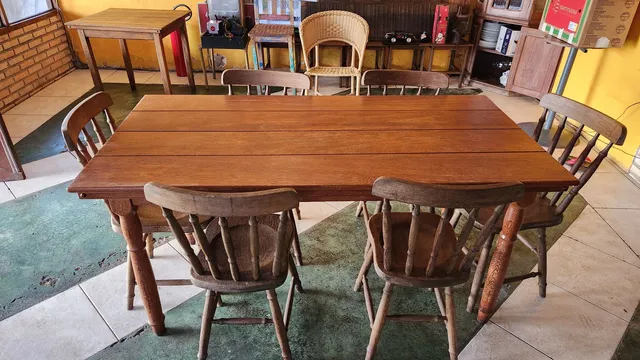 Conjunto Mesa Jantar Redonda 1,20m 4 Cadeiras Country Madeira