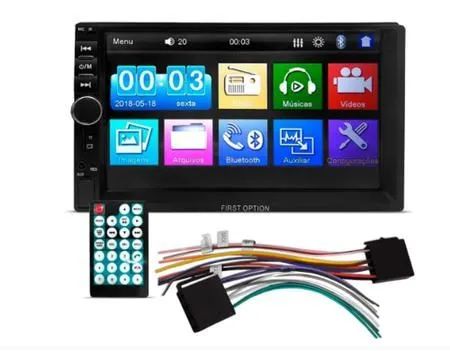 Central Multimídia First Option 7810H MP5 Tela 7 Espelhamento Bluetooth USB SD AUX Radio