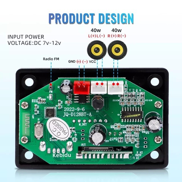 Amplificador bluetooth 5.0 mp3 placa 12v - Foto 3