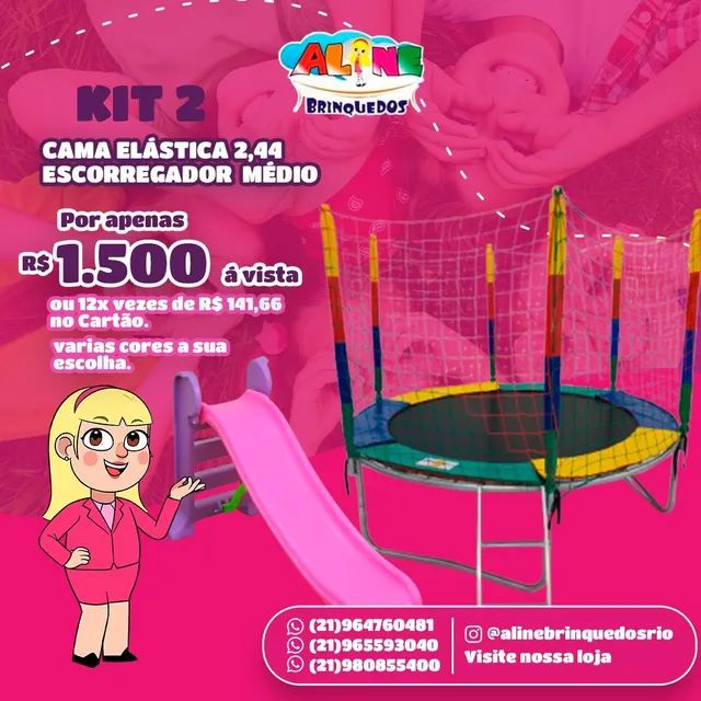 Cama elástica 1.83 escorregador médio mais gangorra  - Foto 3