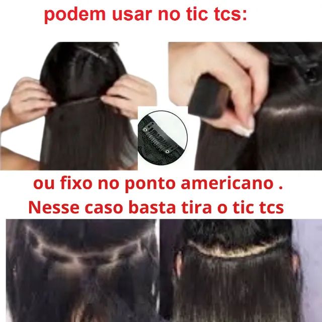 4  telas de cabelos bio humano preto. - Foto 4