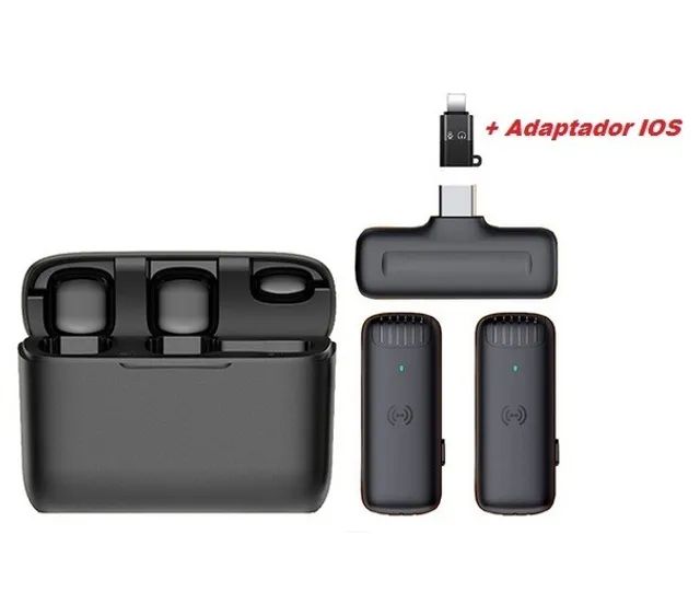 Microfone de Lapela Dupla Sem Fio - Serve para Android e Iphone