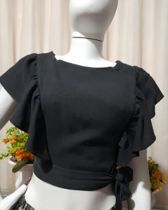 Cropped de viscose com babado e amarra.<br>?Tam M<br>?15,