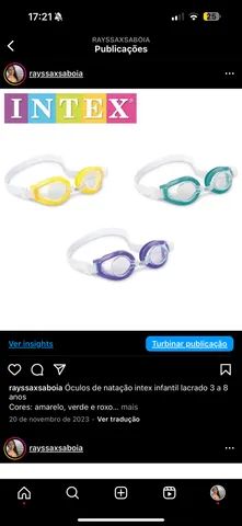 Óculos de natação intex infantil lacrado 3 a 8 anos Cores: amarelo, verde e roxo