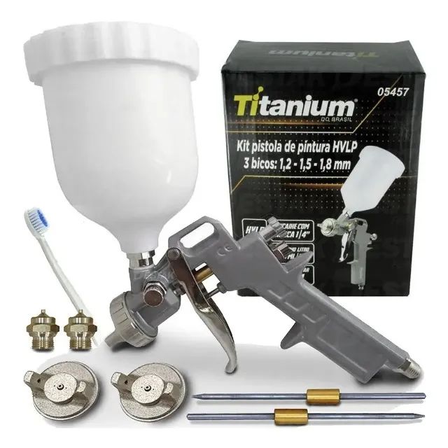 PISTOLA PINTURA POR GRAVIDADE 3 BICOS 1,2MM, 1,5MM 1,8MM - TITANIUM