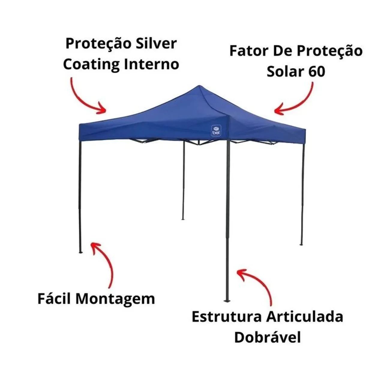 Tenda Reforçada Resistent Aço Gazebo Dobrável Pagoda 3x3 Bel - Foto 4