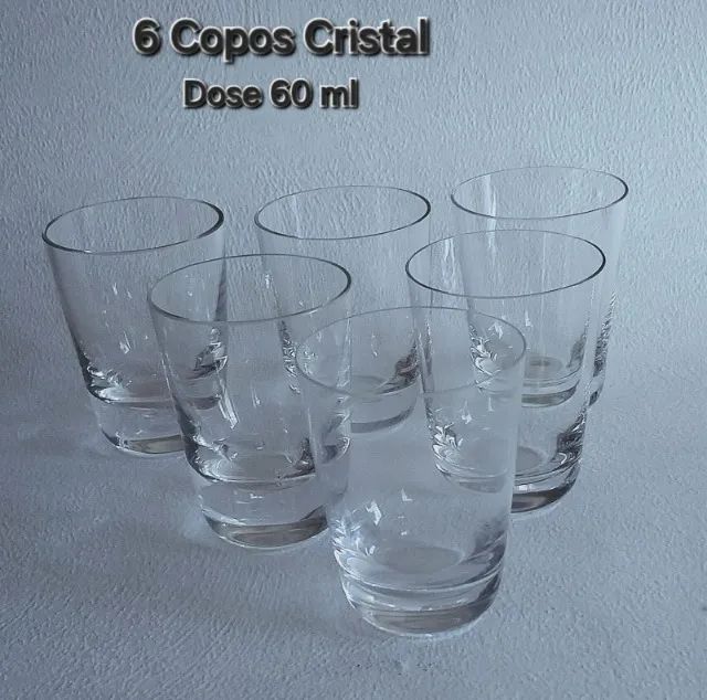 Jogo Com 6 Copos em fino Cristal, Para Dose 60 ml.