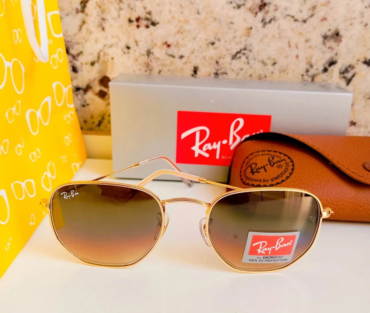 Ray-ban Hexagonal Marrom Degradê Armação Polida  - Foto 3