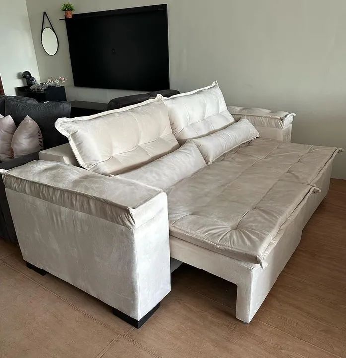 Sofa retratil em sued veludo super confortável 2.30 