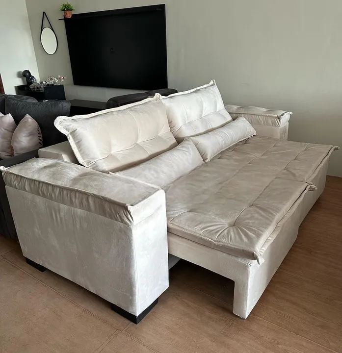 Sofa retratil em sued veludo super confortável 2.30