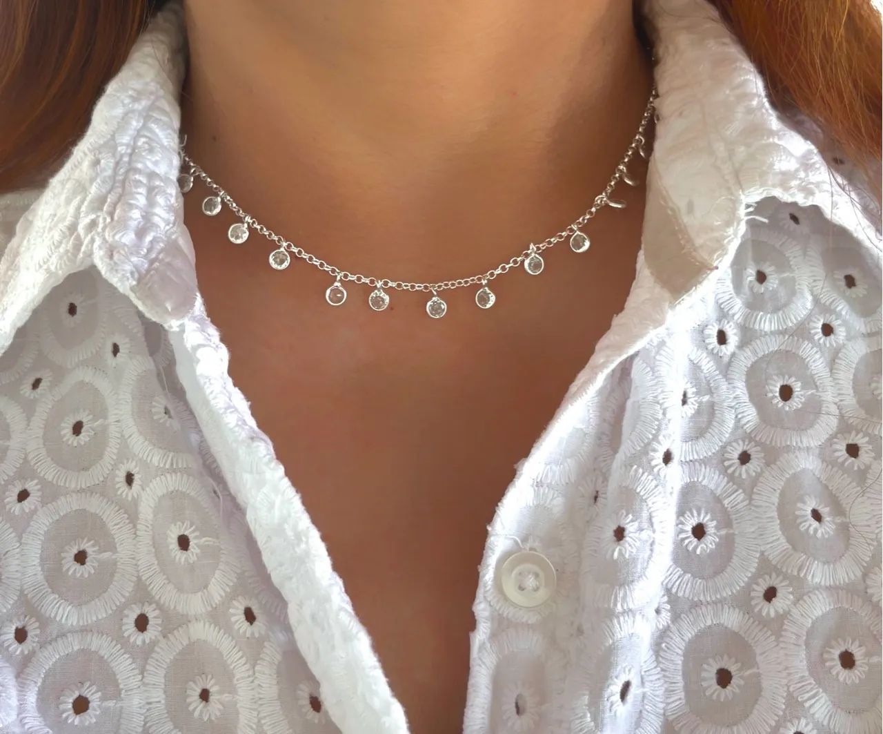 Gargantilha com Pingentes zircônia de Prata 925