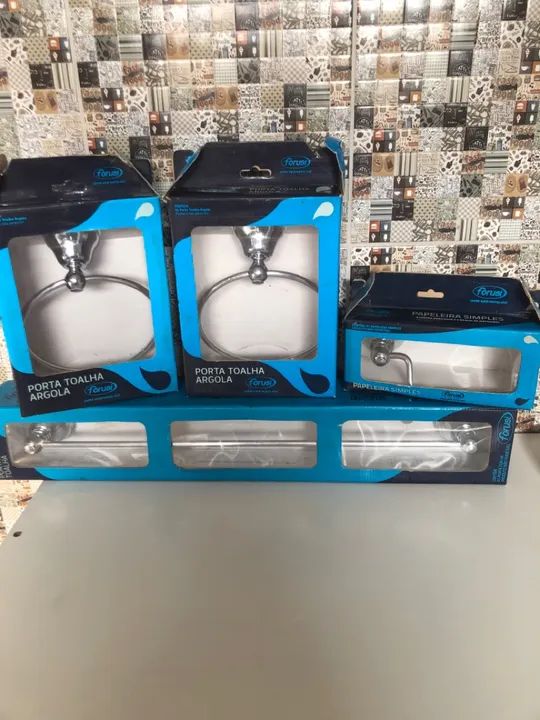 Kit Acessórios Para Banheiro em Aço Inox com3 Peças e Fixação 3M Prata