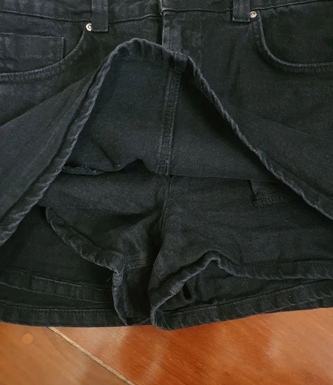 Shorts saia Jeans Preto - Foto 3
