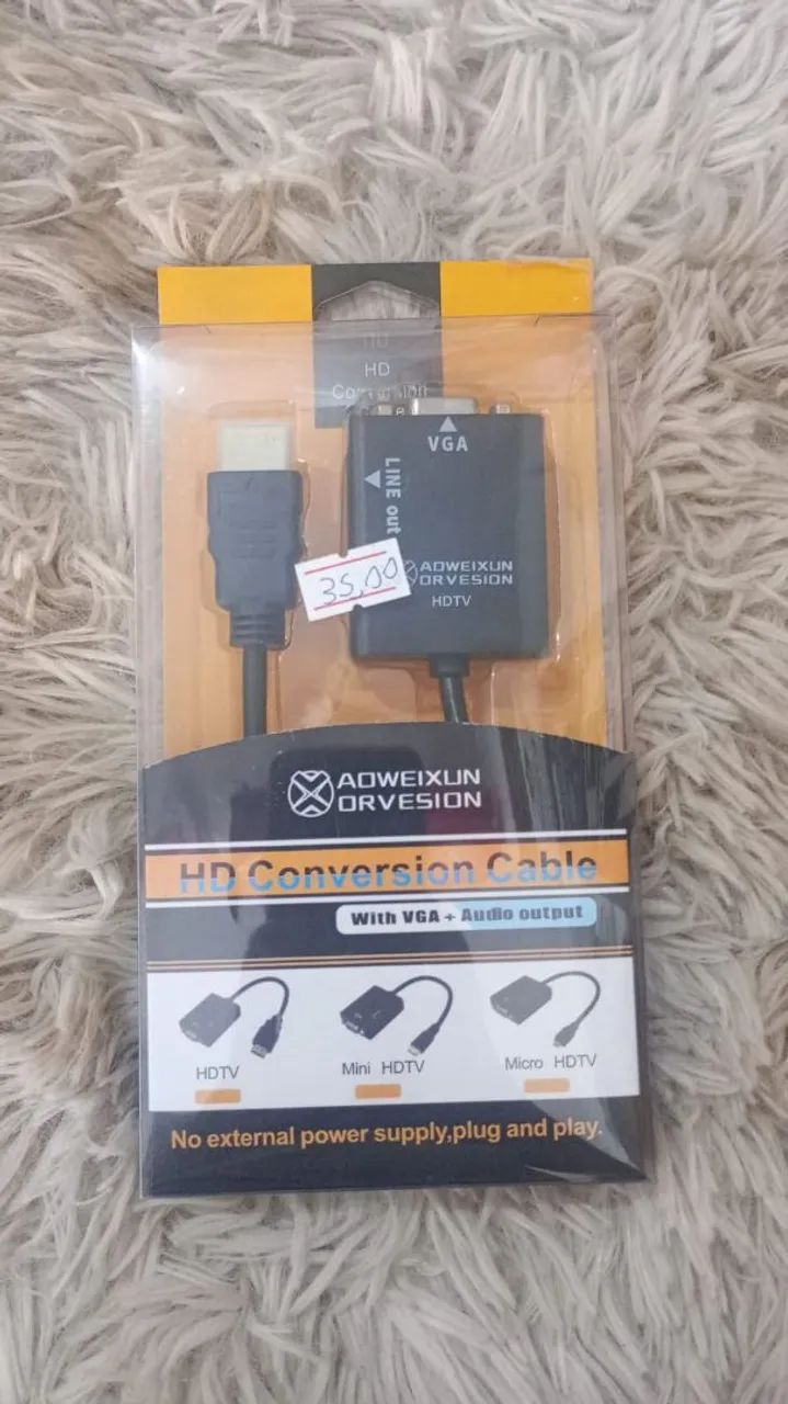 Cabo Conversor HDMI para VGA com Áudio -