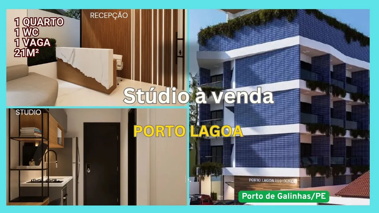 Studio à venda no Porto Lagoa em Porto de Galinhas - Ipojuca/PE 1 quarto 1 wc 1 vaga 21m²