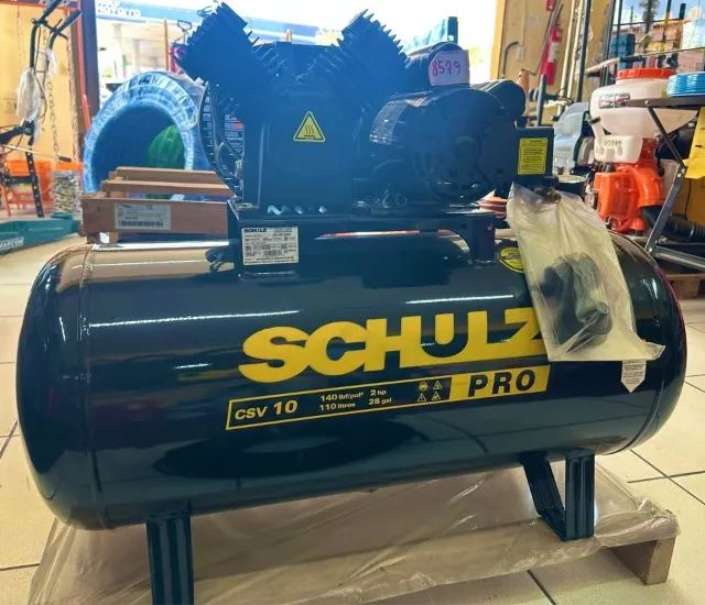 Compressor 110L Schulz 140 Libras Motor 2cv Mono 10pes - Schulz Novo - Foto 4