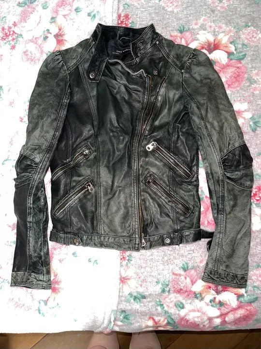 Jaqueta de couro legítimo feminina Zara