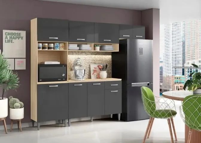 Armário de Cozinha Aurora + Balcão Atenas 9 Portas 1 Gaveta Varios Modelos Entregamos