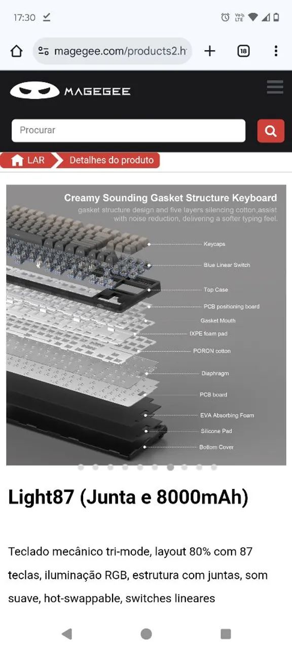 Teclado Mecânico MageGee Light87 - Premium - Foto 6