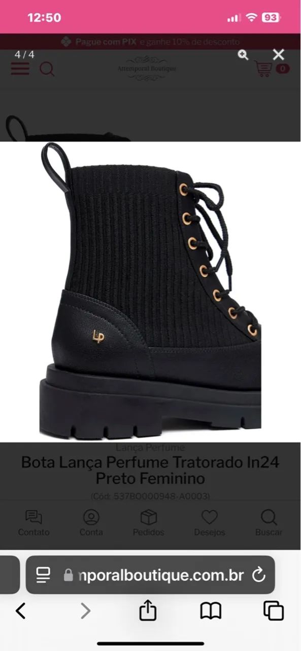 Bota Lança Perfume Tratorada In24 Preto Feminino - Foto 2