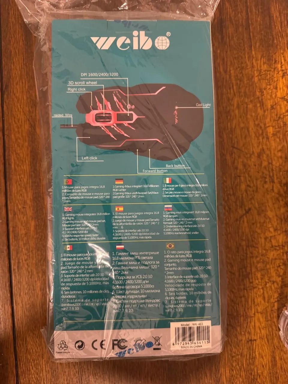 Mouse Gamer WEIBO WK-411 com LED RGB