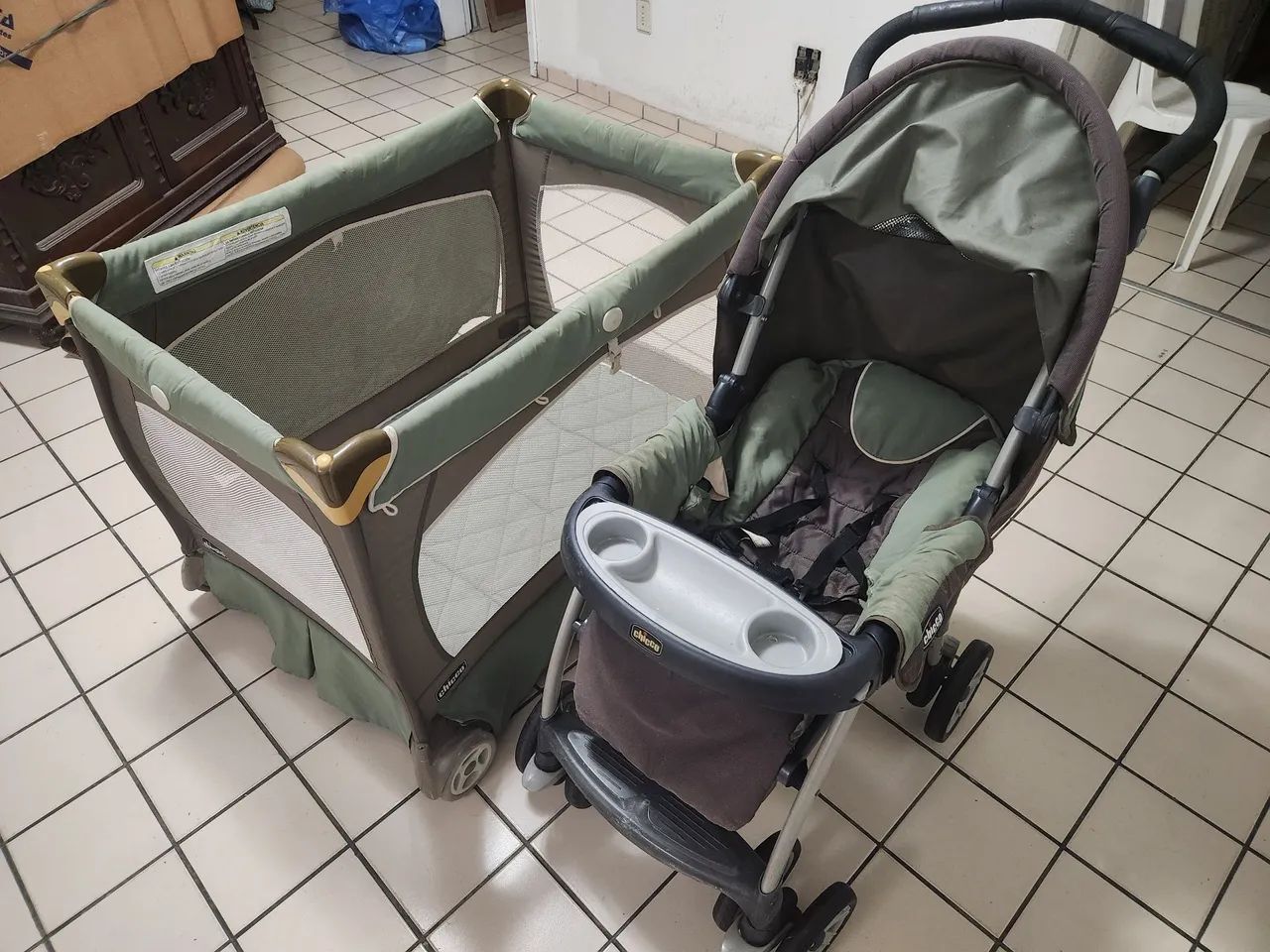 Kit Berço, Carrinho e Cadeira para Bebê - Foto 2