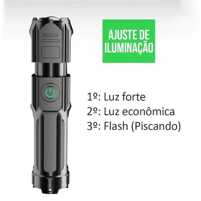 Lanterna Recarregável Super Led Com Ultra Bateria, Resistente à Chuva - 300 Lúmens - Foto 4