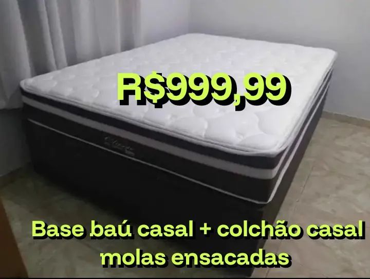 Base Baú Casal com Colchão de Molas Ensacadas - Foto 2