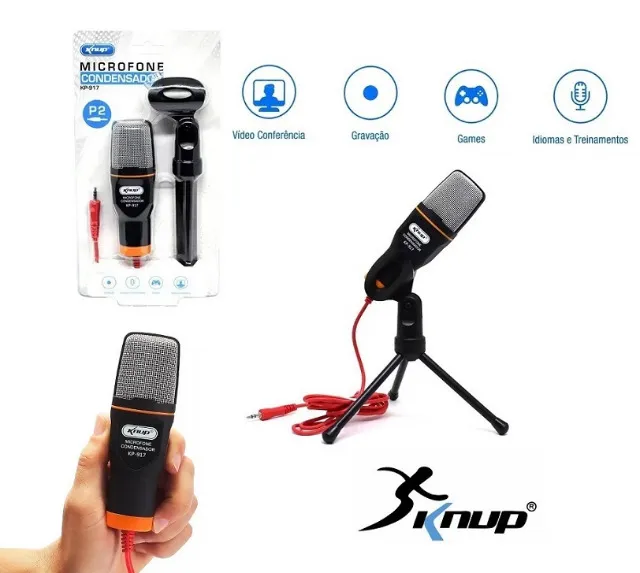 Microfone Condensador com Tripé para Mesa Knup