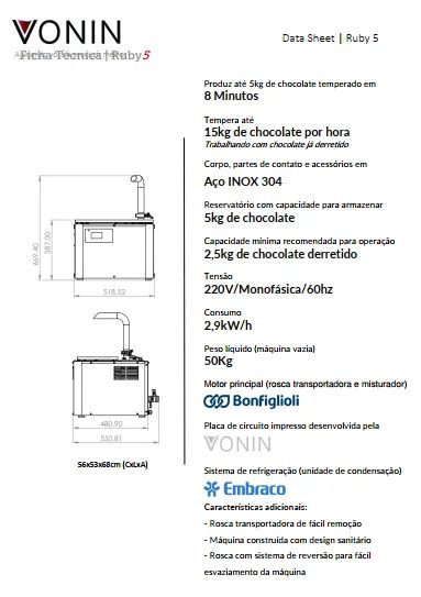 TEMPERADEIRA DE CHOCOLATE VONIN RUBY 5 - Foto 4