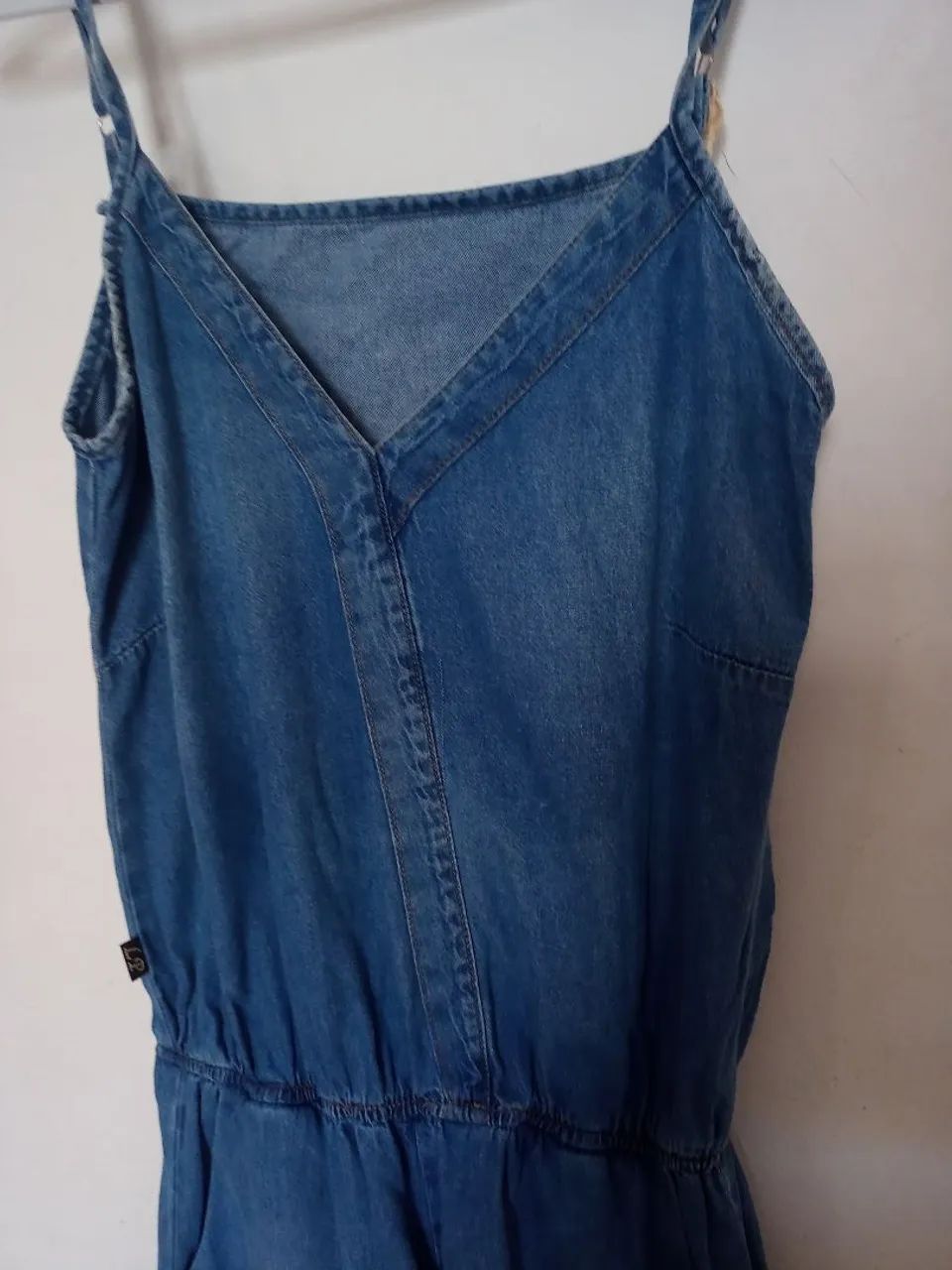 Macacão Jeans Azul Feminino Tam P - Foto 3